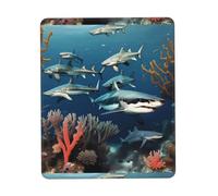 Phayah Sharks Under The Sea Pattern Mouse Pads, Portable Wireless Mouse Pad, Non-Slip Rubber Base Laptop Mousepad Smooth Surface for Office & Travel 7 X 8.6 in