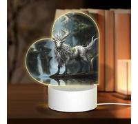 PHAYAH Sheep in The Forest Pattern Heart Shape Decorative Night Lights with USB Plug in Table Lamp with 3 Light Modes Adjustable for Bedroom Living Room Cafe