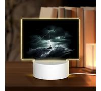 PHAYAH Ship in The Storm Pattern Rectangle Decorative Night Lights with USB Plug in Table Lamp with 3 Light Modes Adjustable for Bedroom Living Room Cafe