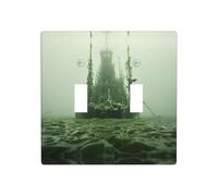 Phayah Shipwreck in The Deep Pattern Double Toggle Light Switch Plates Outlet Covers Decorative for Bathroom Bedroom Kitchen 4.5 X 4.5 Inch