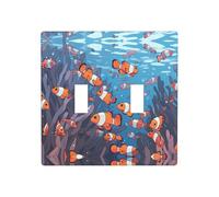 Phayah Shoal of Clownfish Pattern Double Light Switch Cover Plates Decorative Wall Plate Double Toggle Lightswitch Cover