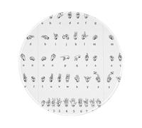 PHAYAH Sign Language Alphabet Pattern Round Gaming Mouse Pad 7.9x7.9 In With Seamed Edges Foldable Desktop Mouse Pad, Laptop Mouse Pad