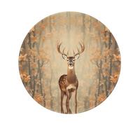 PHAYAH Sika Deer In The Jungle Pattern Round Mouse Pad For Desk Wireless Mouse Laptop Gaming Computer Travel Work Office Supplies 7.9 X 7.9 In