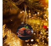 Phayah Simmer Fried Meat Dish Pattern Hristmas Ceramic Round Pendant Christmas Tree Ornaments Homefor Gatherings Decoration