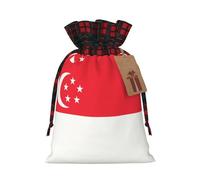 PHAYAH Singapore Flag Christmas Drawstring Burlap Gift Bag Candy Bag, Storage Bag Suitable For Christmas, Birthday Party