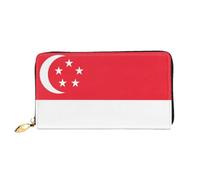 PHAYAH Singapore Flag Pattern Women'S Wallet Long Clutch Zip Around Travel Leather Purse Large Capacity Credit Card Holder