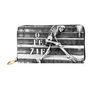 PHAYAH Skeleton Lying On Steps Pattern Wallet Women Leather Wallet Credit Card Holder Clutch Long Ladies Billfold