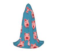 PHAYAH Sketch Of A Pig'S Head Pattern Hooded Poncho Unisex Christmas Hoodie For Cosplay Halloween Costume Party Masquerade S