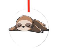 Phayah Sloth My Spirit Animal Pattern Glass Round Shaped Personalized Xmas Tree Ornament, For Family New Year Home Souvenirs Gatherings