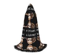 PHAYAH Sloth My Spirit Animal Pattern Halloween Witch Witchcraft Hooded Robe Cape Christmas Hoodie Cosplay Masquerade Party Dress Gift Costume L