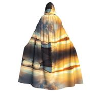 PHAYAH Small Boat On The Water Pattern Adult Hooded Cloak For Masquerade Cosplay Halloween Witch Cloak Christmas Party Robe