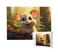 Phayah Smiling Mouse Puzzles 500 Piece For Jigsaw Puzzle Wooden Puzzle For Family Friend Home Decor Wall Art 20.4 X 15 In