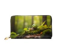 PHAYAH Snail On Moss Pattern Wallet Women Leather Wallet Credit Card Holder Clutch Long Ladies Billfold