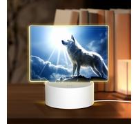 PHAYAH Snow Wolf at The Peak Pattern Rectangle Decorative Night Lights with USB Plug in Table Lamp with 3 Light Modes Adjustable for Bedroom Living Room Cafe