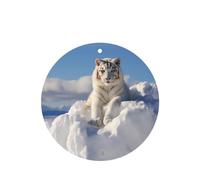 Phayah Snowy Mountain White Tiger Pattern Lavender Scent Car Air Freshener Round Shape Card Hanging Hanging Scented Card 4 Pcs For Cars Closet Shoe