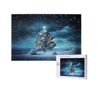Phayah Snowy Night Christmas Tree Puzzles 1000 Piece For Jigsaw Puzzle Wooden Puzzle Forfamily Friend Home Decor Wall Art 29.5 X 19.7 In