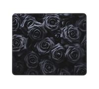 PHAYAH So Many Black Roses Pattern Mouse Pad Waterproof Surface & Non-Slip Rubber Base with Stitched Edges Gaming Mouse Mat for Laptop 7 X 8.6 in