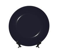 PHAYAH Solid Color Black Pattern Bone China Decorative Plate 8in Decorative Plates with Display Stand Round Dinner Plates for Home Office Decor