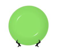 PHAYAH Solid Color Light Green Pattern Bone China Decorative Plate 8in Decorative Plates with Display Stand Round Dinner Plates for Home Office Decor