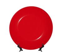 PHAYAH Solid Color Red Pattern Bone China Decorative Plate 7in Decorative Plates with Display Stand Round Dinner Plates for Home Office Decor