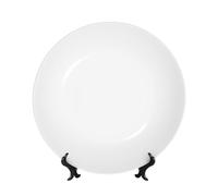 PHAYAH Solid Color White Pattern Bone China Decorative Plate 6in Decorative Plates with Display Stand Round Dinner Plates for Home Office Decor