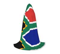 PHAYAH South Africa Flag Pattern Hooded Cloak Cape Witch Halloween Costumes For Cosplay Costume Masquerade Women Men Robe M