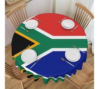 PHAYAH South Africa Flag Pattern Tablecloth Laciness Round 60 Inch Table Fabric Farmhouse Decorative for Holiday Home Party Buffet Party