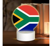 PHAYAH South African Flag Pattern Round Acrylic Night Light Adult Baby Room Light White Light Warm Light Warm White Light