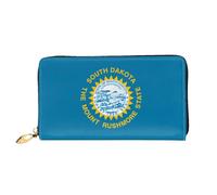 PHAYAH South Dakota Flag Pattern Women'S Wallet Long Clutch Zip Around Travel Leather Purse Large Capacity Credit Card Holder