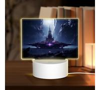 PHAYAH Spaceship in The Valley Pattern Rectangle Decorative Night Lights with USB Plug in Table Lamp with 3 Light Modes Adjustable for Bedroom Living Room Cafe