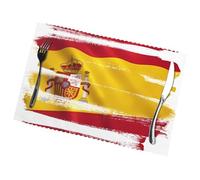 Phayah Spain Flag Table Placemats (Set Of 6) 12x18 Inches, Suitable For Parties, Restaurant Decorations, Holiday Banquets.
