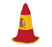 PHAYAH Spanish Flag Pattern Halloween Witch Witchcraft Hooded Robe Cape Christmas Hoodie Cosplay Masquerade Party Dress Gift Costume L