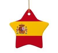 Phayah Spanish Flag Pattern Hristmas Ceramic Star Shape Pendant Christmas Tree Ornaments Homefor Gatherings Decoration