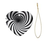 Phayah Spiral Optical Illusion Gif Pattern Ceramic Ornament Christmas Holidays Heart Shape Shaped Porcelain Christmas Tree Hanging