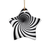 Phayah Spiral Optical Illusion Gif Pattern Ceramic Star Shape Xmas Tree Ornament New Year Home Souvenirs For Gatherings Hanging Decoration
