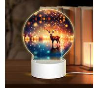 PHAYAH Spirit Deer in The Starlight Pattern Round Decorative Night Lights with USB Plug in Table Lamp with 3 Light Modes Adjustable for Bedroom Living Room Cafe