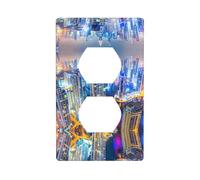 Phayah Splendid City Pattern Outlet Covers Wall Plate Receptacle Duplex Light Switch Cover Plate Single Dual Plug Electrical Switchplate