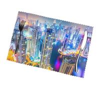 Phayah Splendid City Pattern Table Placemats Set Of 6 12 X 18 Inch Placemats, For Holiday Parties Kitchen Table Decorations