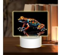 PHAYAH Spotted Tree Frog Pattern Rectangle Decorative Night Lights with USB Plug in Table Lamp with 3 Light Modes Adjustable for Bedroom Living Room Cafe