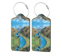 Phayah Spring Flying Swallow Luggage Tags 2 Pcs Privacy Cover Id Label with Stainless Steel Loop for Travel Bag Suitcase