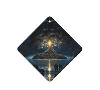 Phayah Square Car Air Fresheners Cards 4 Pcs Ancient Tree Of Wisdom Pattern Auto Aromatherapy Tablets Hanging Scented Card - Lavender Scent