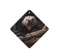 Phayah Square Car Air Fresheners Cards 4 Pcs Angry Panda Pattern Auto Aromatherapy Tablets Hanging Scented Card - Lavender Scent