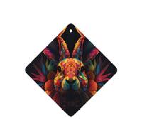 Phayah Square Car Air Fresheners Cards 4 Pcs Brightly Colored Rabbit Pattern Auto Aromatherapy Tablets Hanging Scented Card - Lavender Scent