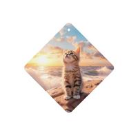 Phayah Square Car Air Fresheners Cards 4 Pcs Cat Looking For The Sky Pattern Auto Aromatherapy Tablets Hanging Scented Card - Lavender Scent