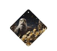 Phayah Square Car Air Fresheners Cards 4 Pcs Champagne Flower Hawk Pattern Auto Aromatherapy Tablets Hanging Scented Card - Lavender Scent