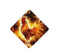 Phayah Square Car Air Fresheners Cards 4 Pcs Chicken On Fire Pattern Auto Aromatherapy Tablets Hanging Scented Card - Lavender Scent