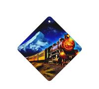 Phayah Square Car Air Fresheners Cards 4 Pcs Colorful Steam Train Pattern Auto Aromatherapy Tablets Hanging Scented Card - Lavender Scent