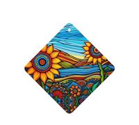 Phayah Square Car Air Fresheners Cards 4 Pcs Colorful Sunflower Pattern Auto Aromatherapy Tablets Hanging Scented Card - Lavender Scent