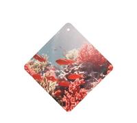 Phayah Square Car Air Fresheners Cards 4 Pcs Coral Reef Fish School Pattern Auto Aromatherapy Tablets Hanging Scented Card - Lavender Scent