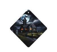 Phayah Square Car Air Fresheners Cards 4 Pcs Cottage In The Cemetery Pattern Auto Aromatherapy Tablets Hanging Scented Card - Lavender Scent